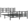 Cadre de lit métal sans matelas avec pied de lit noir 150x200cm 