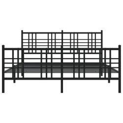 Cadre de lit métal sans matelas avec pied de lit noir 150x200cm 