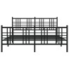 Cadre de lit métal sans matelas avec pied de lit noir 150x200cm 
