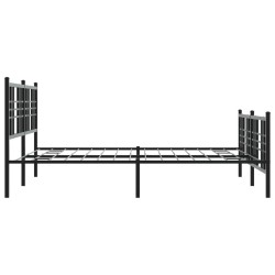Cadre de lit métal sans matelas avec pied de lit noir 150x200cm 