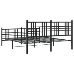 Cadre de lit métal sans matelas avec pied de lit noir 150x200cm 