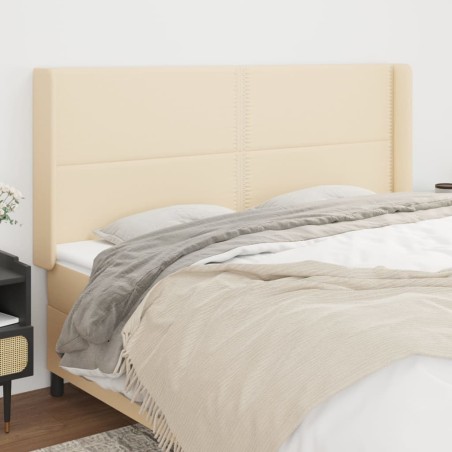 Tête de lit avec oreilles Crème 163x16x118/128 cm Tissu 