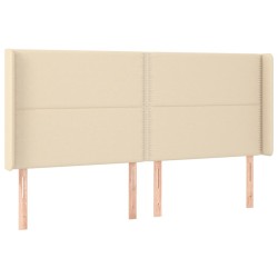 Tête de lit avec oreilles Crème 163x16x118/128 cm Tissu 