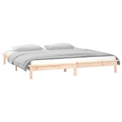 Cadre de lit à LED sans matelas 150x200 cm bois massif 