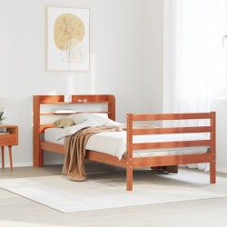 Cadre de lit sans matelas cire marron 100x200cm bois pin massif 