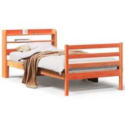 Cadre de lit sans matelas cire marron 100x200cm bois pin massif 