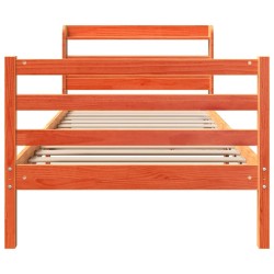 Cadre de lit sans matelas cire marron 100x200cm bois pin massif 
