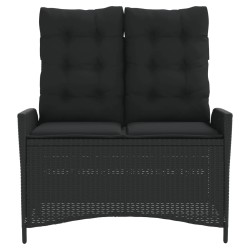 Banc inclinable de jardin avec coussins noir résine tressée 