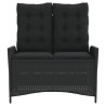 Banc inclinable de jardin avec coussins noir résine tressée 