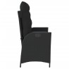 Banc inclinable de jardin avec coussins noir résine tressée 