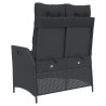 Banc inclinable de jardin avec coussins noir résine tressée 
