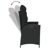 Banc inclinable de jardin avec coussins noir résine tressée 