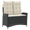 Banc inclinable de jardin avec coussins noir résine tressée 