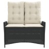 Banc inclinable de jardin avec coussins noir résine tressée 