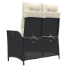 Banc inclinable de jardin avec coussins noir résine tressée 
