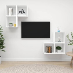 Ensemble de meuble TV 4 pcs Blanc Bois d'ingénierie 