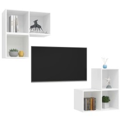 Ensemble de meuble TV 4 pcs Blanc Bois d'ingénierie 