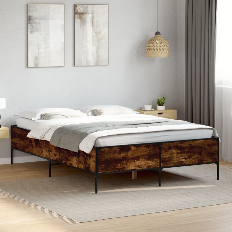 Cadre de lit sans matelas chêne fumé 140x190 cm Cadre de lit sans matelas chêne fumé 140x190 cm