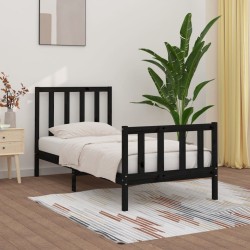 Cadre de lit sans matelas noir 100x200 cm bois massif 