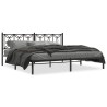 Cadre de lit métal sans matelas avec tête de lit noir 200x200cm 