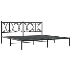 Cadre de lit métal sans matelas avec tête de lit noir 200x200cm 