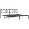 Cadre de lit métal sans matelas avec tête de lit noir 200x200cm 