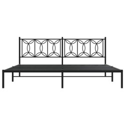 Cadre de lit métal sans matelas avec tête de lit noir 200x200cm 