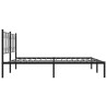 Cadre de lit métal sans matelas avec tête de lit noir 200x200cm 