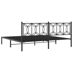 Cadre de lit métal sans matelas avec tête de lit noir 200x200cm 