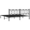 Cadre de lit métal sans matelas avec tête de lit noir 200x200cm 