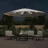Parasol de jardin en porte-à-feux et lumières LED mât en métal 