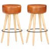 Tabourets de bar lot de 2 cuir véritable et bois de manguier 