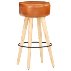 Tabourets de bar lot de 2 cuir véritable et bois de manguier 