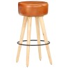 Tabourets de bar lot de 2 cuir véritable et bois de manguier 