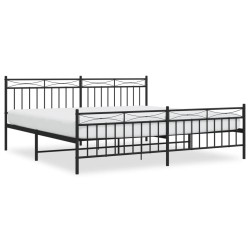 Cadre de lit métal sans matelas avec pied de lit noir 200x200cm 