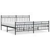 Cadre de lit métal sans matelas avec pied de lit noir 200x200cm 