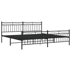 Cadre de lit métal sans matelas avec pied de lit noir 200x200cm 