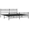 Cadre de lit métal sans matelas avec pied de lit noir 200x200cm 