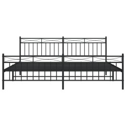Cadre de lit métal sans matelas avec pied de lit noir 200x200cm 
