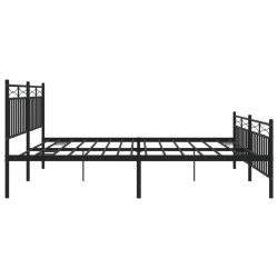 Cadre de lit métal sans matelas avec pied de lit noir 200x200cm 