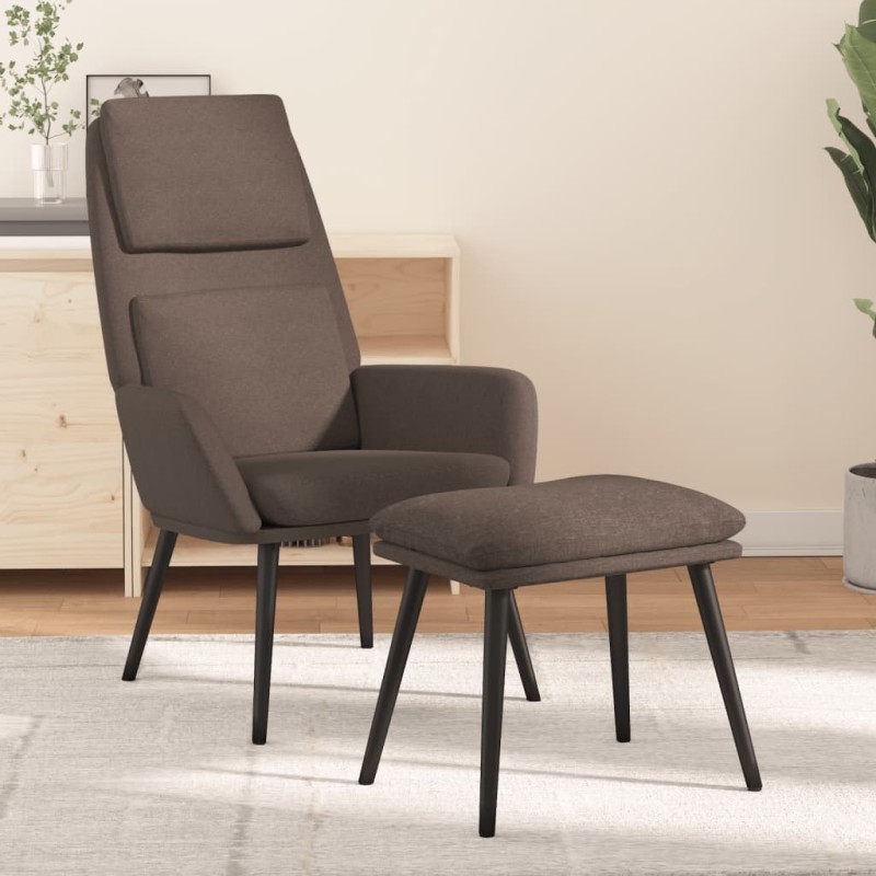 Chaise de relaxation avec tabouret Taupe Tissu 