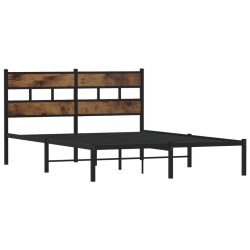 Cadre de lit en métal sans matelas chêne fumé 150x200 cm 
