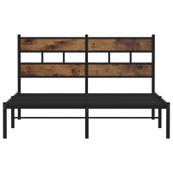 Cadre de lit en métal sans matelas chêne fumé 150x200 cm 