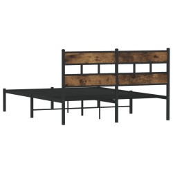 Cadre de lit en métal sans matelas chêne fumé 150x200 cm 
