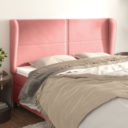 Tête de lit avec oreilles Rose 203x23x118/128 cm Velours 