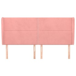 Tête de lit avec oreilles Rose 203x23x118/128 cm Velours 