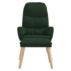 Chaise de relaxation avec tabouret Vert foncé Tissu 