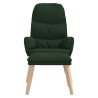 Chaise de relaxation avec tabouret Vert foncé Tissu 