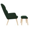 Chaise de relaxation avec tabouret Vert foncé Tissu 