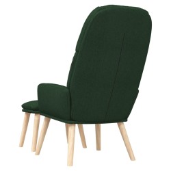 Chaise de relaxation avec tabouret Vert foncé Tissu 